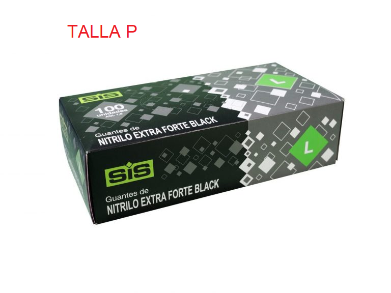Guantes nitrilo negro extrafuerte SSIS 6 g talla P 100 unidades