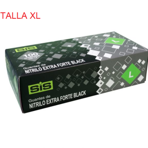 GUANTES NITRILO NEGRO EXTRAFUERTE SSIS 6G TALLA XL 100 UDS