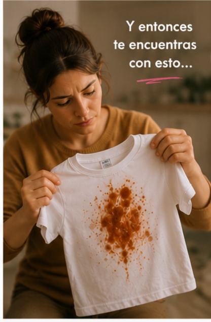 Camiseta blanca con una mancha difícil