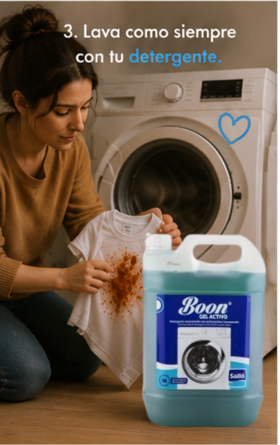 Lavar la ropa con detergente Boon después del pretratamiento