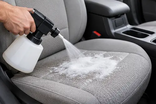 Aplicar espuma para limpiar la tapicería del coche