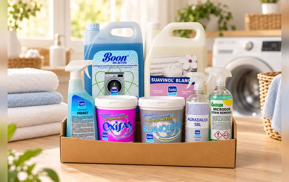 Pack lavandería profesional con 7 productos para lavar y cuidar la ropa